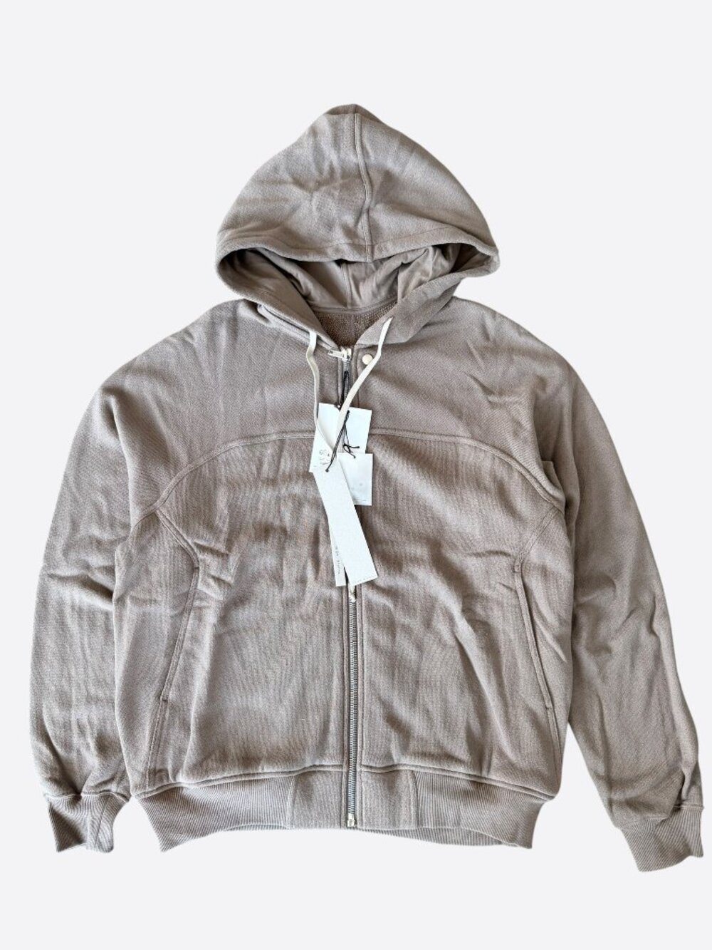 Rick Owens Beige Hollywood Windbreaker Zip Up Hoodie